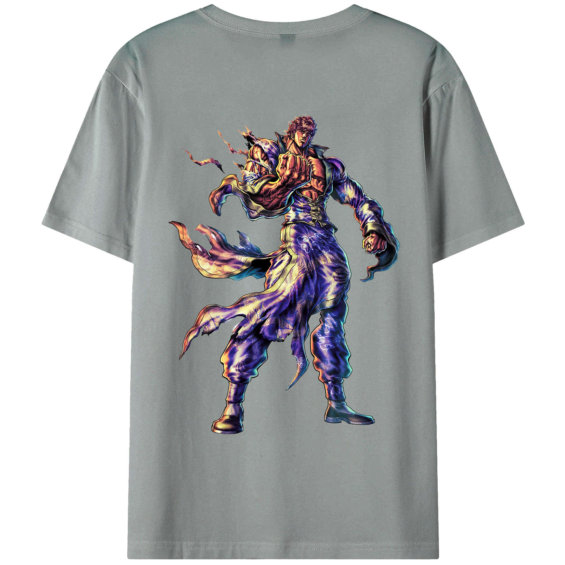 （画像用） 北斗の拳 Fist of the North Star 綿100％ メンズ半袖Tシャツ（バックプリント） 通気性